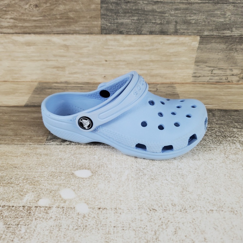 Crocs Classic Kids Clogs Sz 11 Blue Calcite Rubber Slingback Round Toe Flat